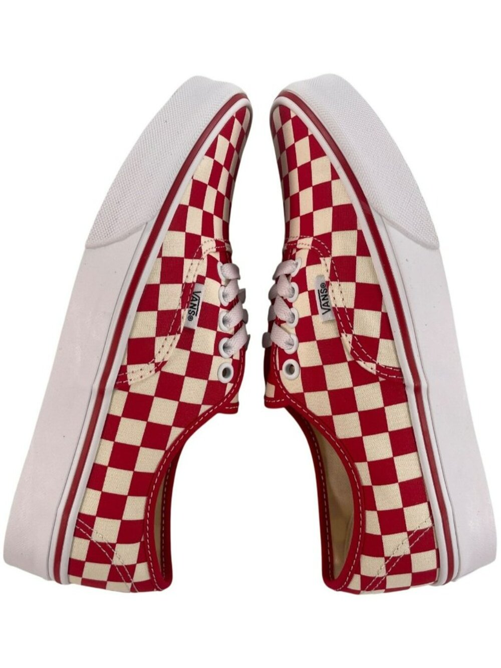 Vans Authentic Primary Check Racing Red/White Shoes Men's Sz 7/Women's 8.5 NEW - Picture 3 of 11